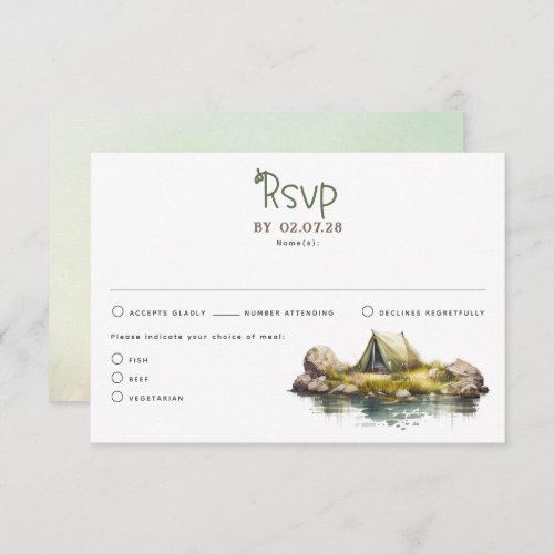 Camping Tent Nature Themed Wedding RSVP Cards