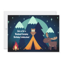 Camping, Tent, Woodland Animals Mountain Birthday