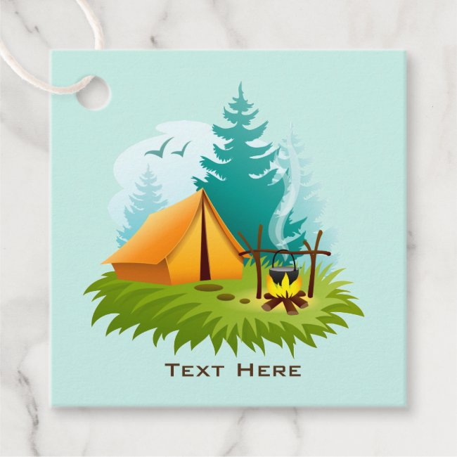 Camping Tent Woods Design Favor Card