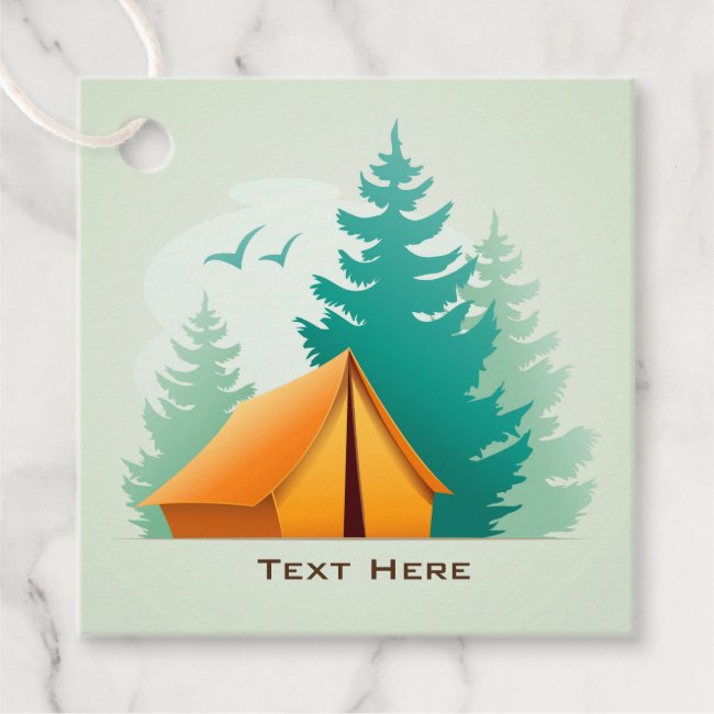 Camping Tent Woods Design Favor Card