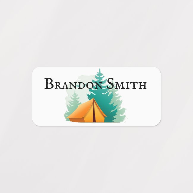 Camping Tent Woods Design Name Labels