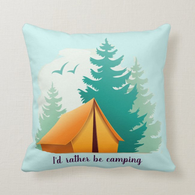Camping Tent Woods Outdoors Throw Pillow