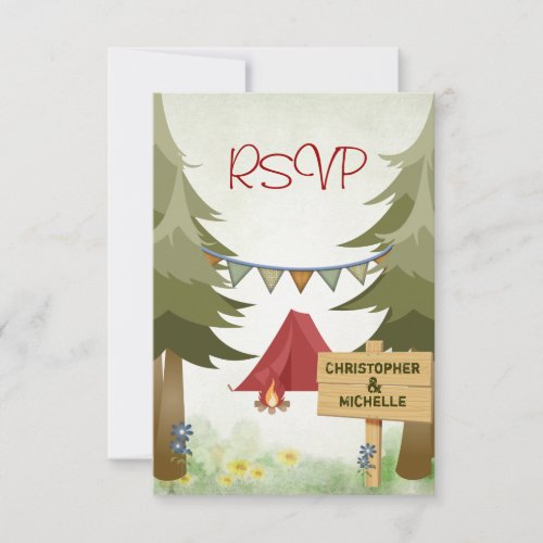 Camping Woodland Wedding RSVP Card