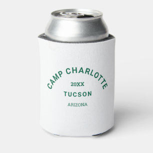 Camping Theme Bachelorette Forest Green Crest  Can Cooler