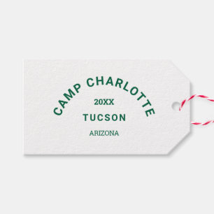 Camping Theme Bachelorette Forest Green Crest Gift Tags