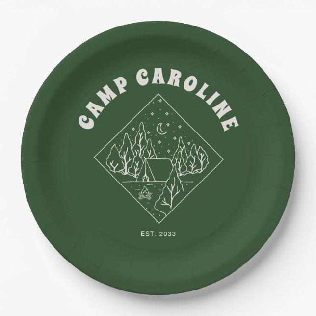 Camping Theme Bachelorette Party Paper Plates (Front)
