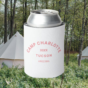 Camping Theme Bachelorette Pink Crest Can Cooler