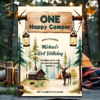 Camping Theme Boy One Happy Camper 1st Birthday
