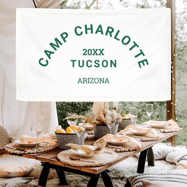 Camping Theme Forest Green Camp Crest Bachelorette Banner (Creator Uploaded)