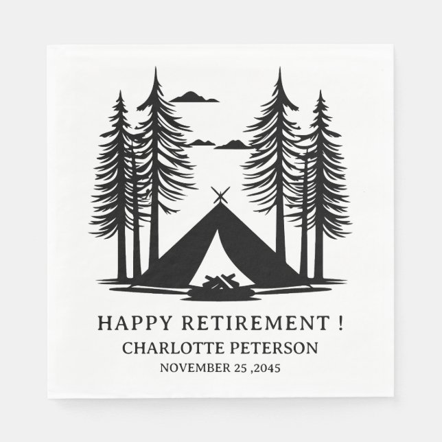 Camping Theme Retirement Party Napkins (Front)