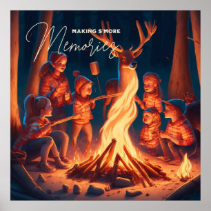 Camping Themed Art   Making S'mores  Poster