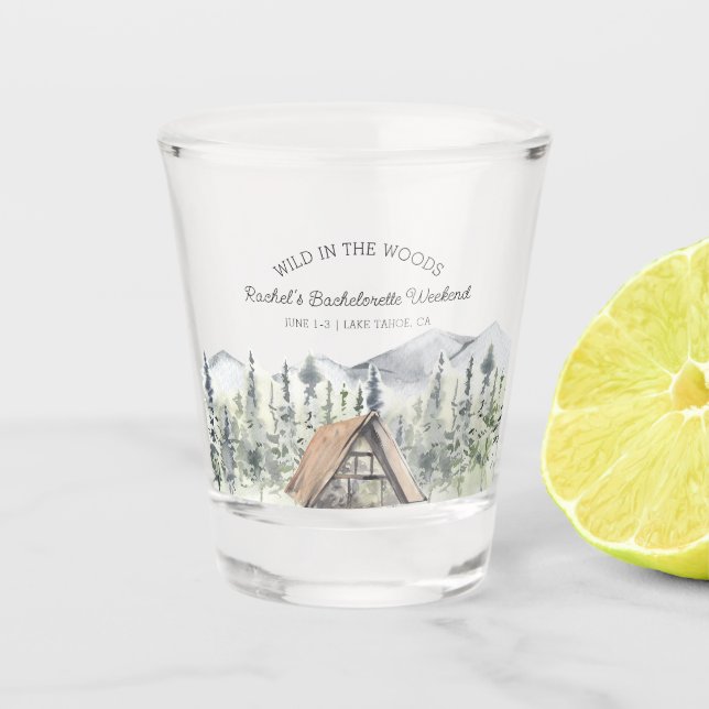 Camping Themed Bachelorette Shot Glass (Front)