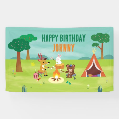 Camping Themed Birthday Banner
