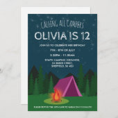 Camping themed birthday party invitation (Front/Back)