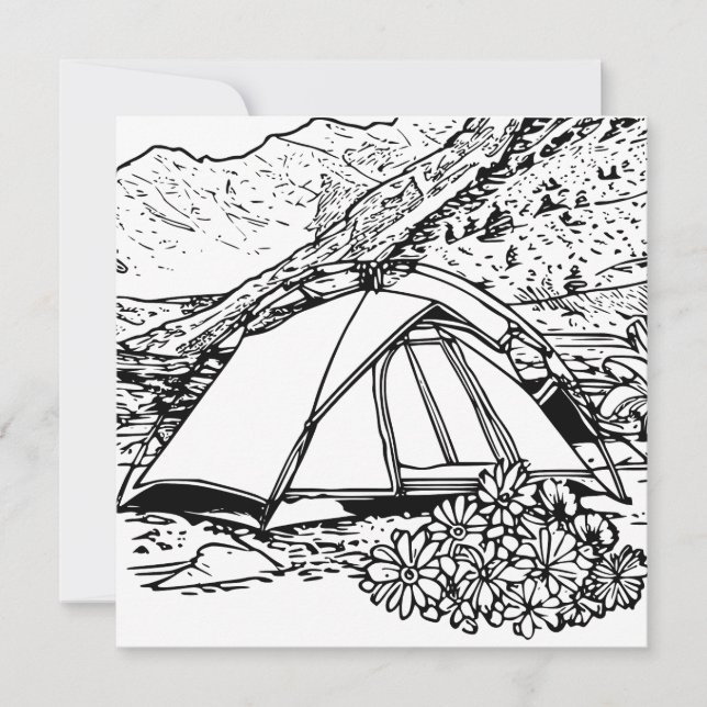 Camping Themed Coloring Card (Front)