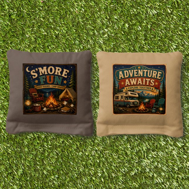 Camping Themed Cornhole Toss Bags (Grass)