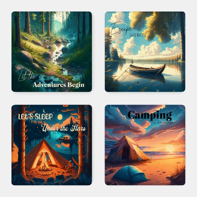 Camping Themed | Digital Art Coaster Set (Set)