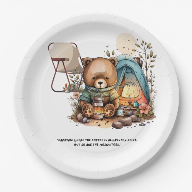 Camping themed Funny  Saying for Camper  Paper Plates (Front)