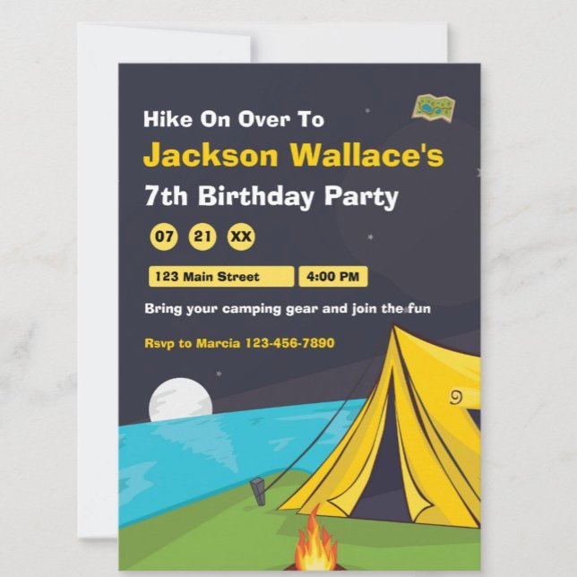 Camping Themed Outdoor Adventure Birthday Invitation (Creator Uploaded)