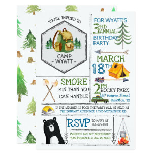 camping birthday invitations zazzle