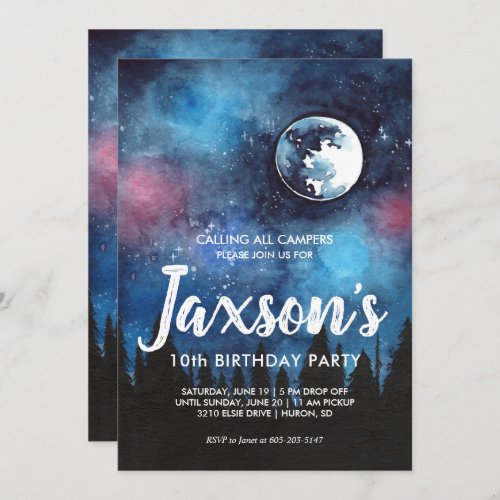 Camping Themed Party Invitation