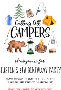 camping birthday invitations zazzle