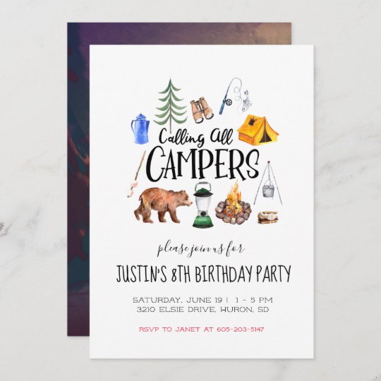 Camping Themed Party Invitation