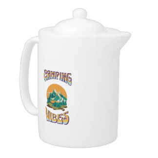 Camping themed tea pot
