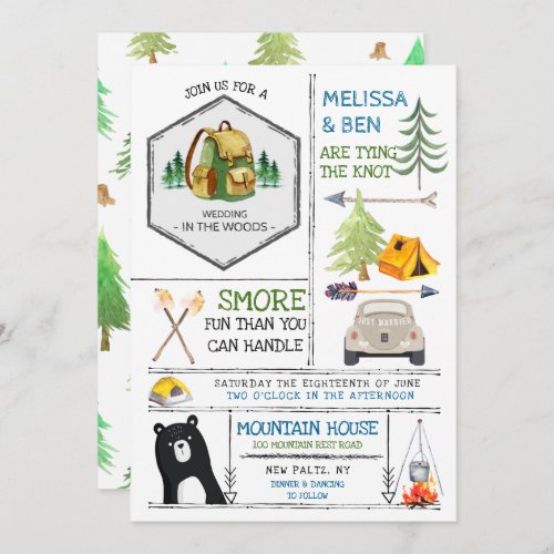 Camping Themed Wedding _ Badges  Icons Invitation