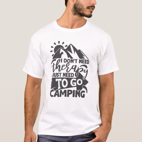 Camping Therapy Funny Camper Quote Typography T_Shirt
