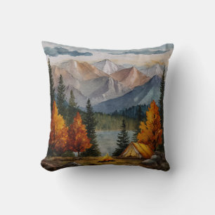 Camping Throw Pillow