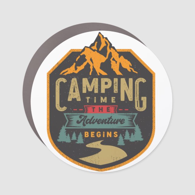 Camping Time Circle Car Magnet (Front)