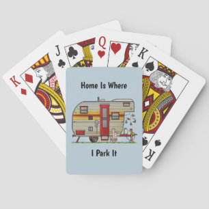 Camping trailer background poker cards