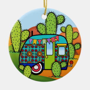 Camping Trailer Ceramic Ornament