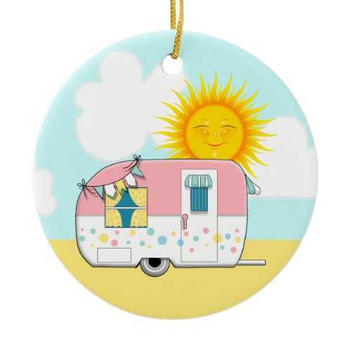 Camping Trailer Ceramic Ornament