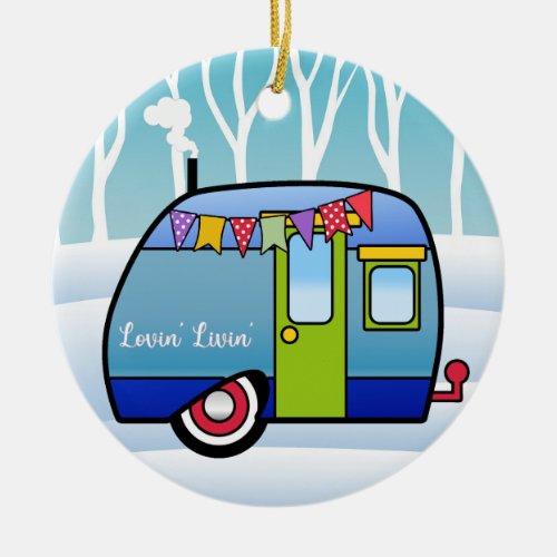 Camping Trailer Ceramic Ornament