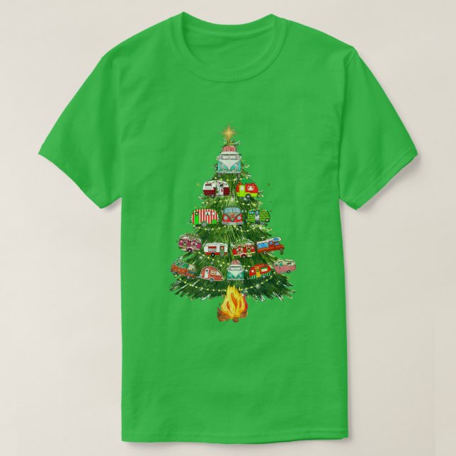 Camping Trailer Christmas Tree Camping Camper RV X T-Shirt (Design Front)
