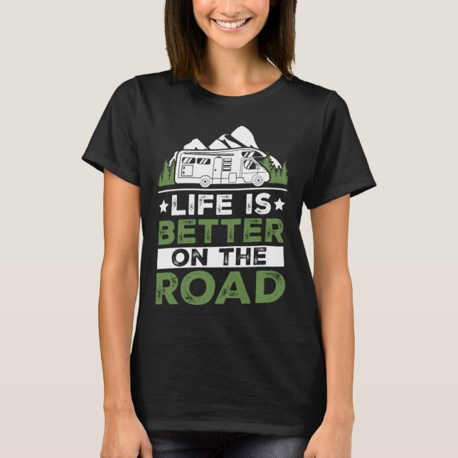 Camping Trailer On The Road Camper T-Shirt (Front)