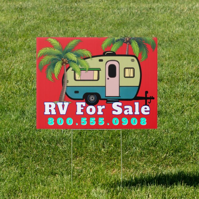 Camping Trailer RV For Sale Sign (Insitu)