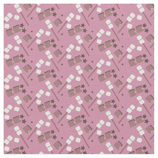Camping Trip Marshmallows Roasted Pink Stars Fabric