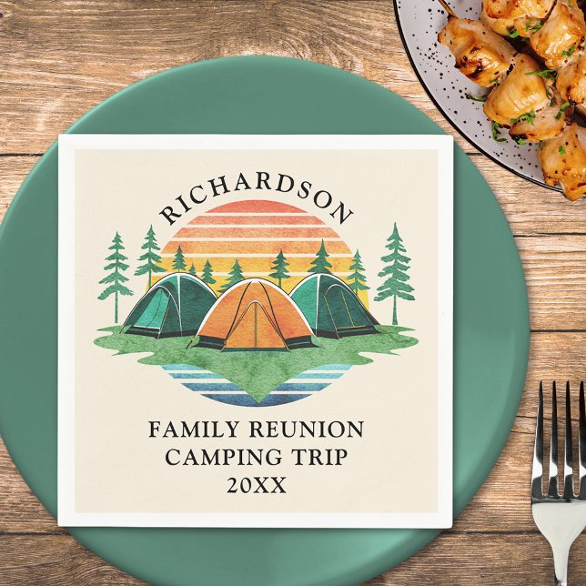 Camping Trip Vintage Sunset Family Reunion Napkins (Creator Uploaded)