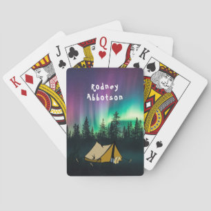 Camping under the Aurora Borealis - Personalize Poker Cards