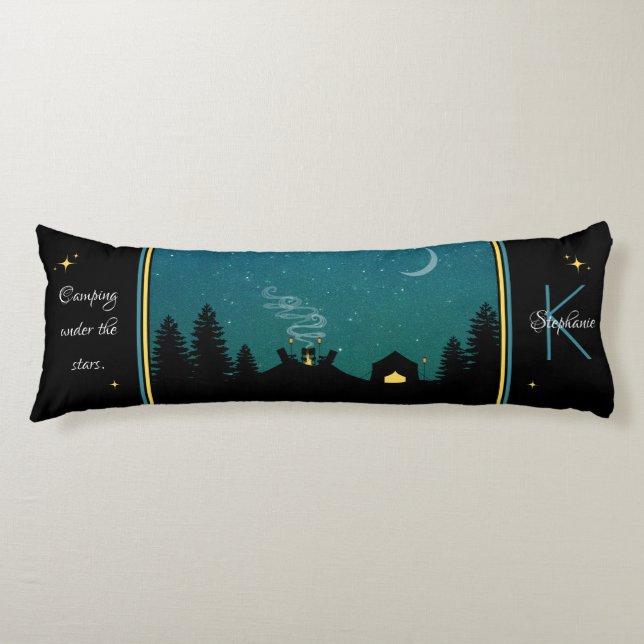 Camping Under the Stars Monogram Body Pillow (Front)