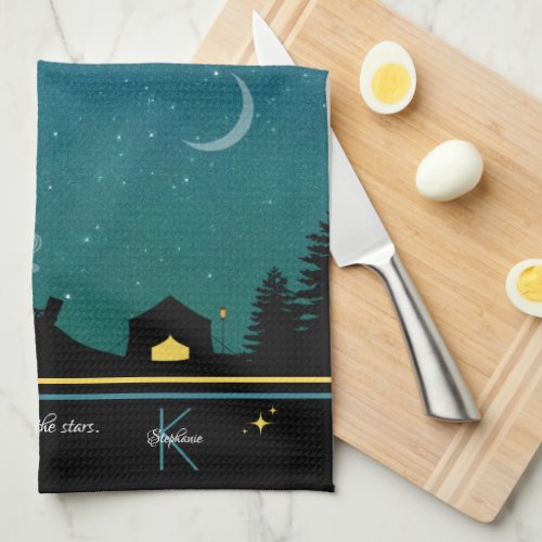 Camping Under the Stars Monogram Kitchen Towel