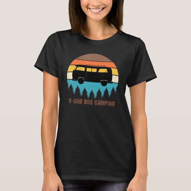Camping V-Dub Bus Sunset Retro T-Shirt (Front)