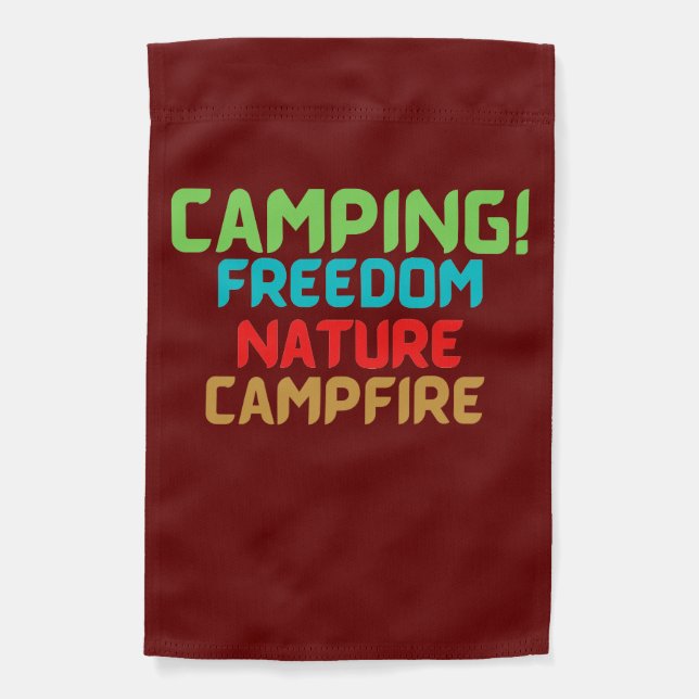camping vacation, family fun garden flag (Front)