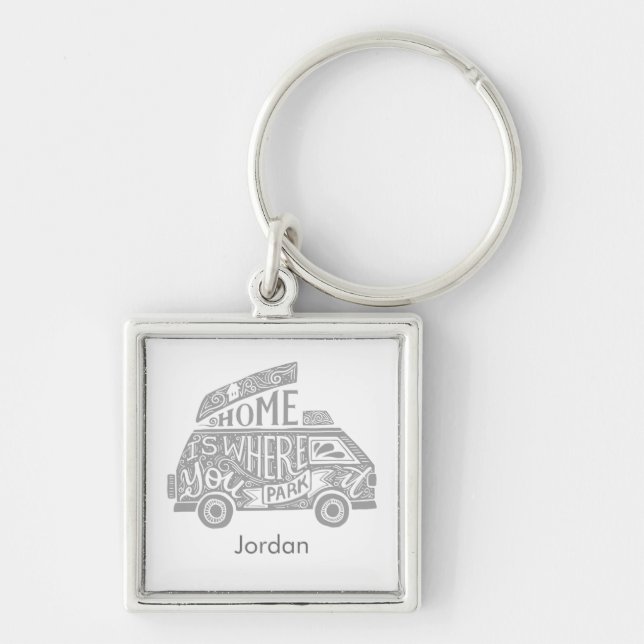 Camping Van Life Fun Inspirational Quote Custom Ke Keychain (Front)