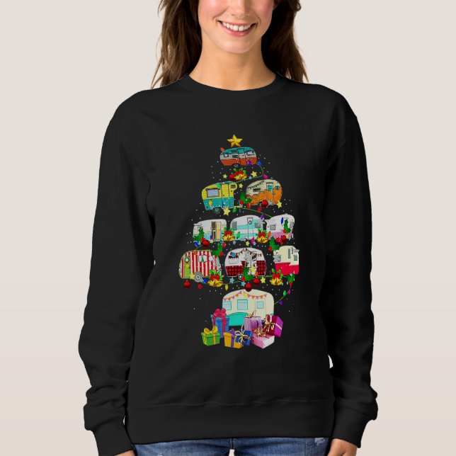 Camping Vehicle Christmas Ugly Sweater Xmas Tree 1 (Front)