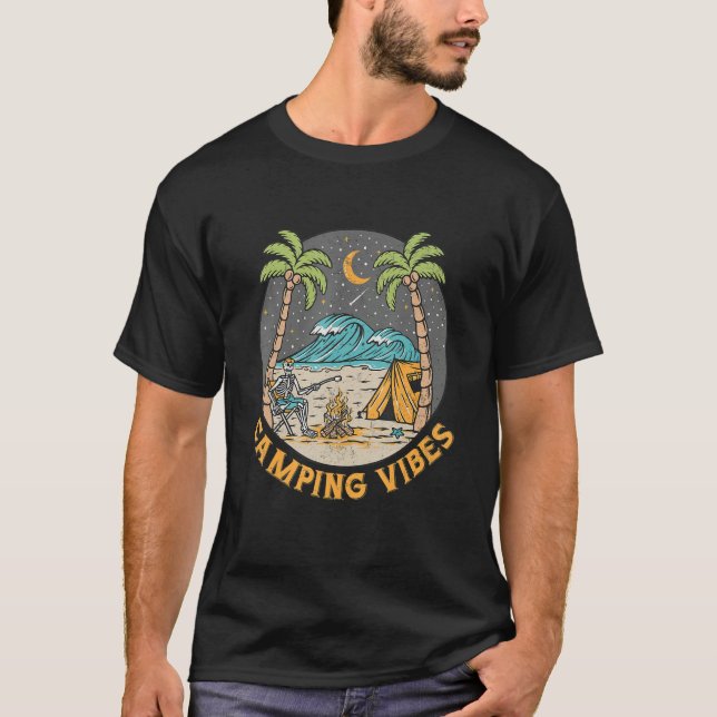 Camping Vibes  Happy Camper  Outdoors  Adventure T-Shirt (Front)