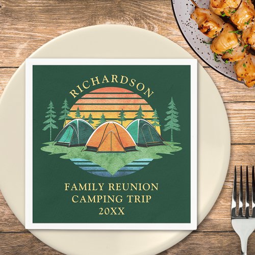 Camping Vintage Sunset Green Custom Family Reunion